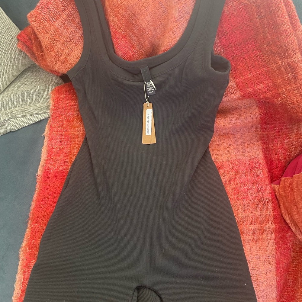 SKIMS Charcoal Ribbed Bodysuit